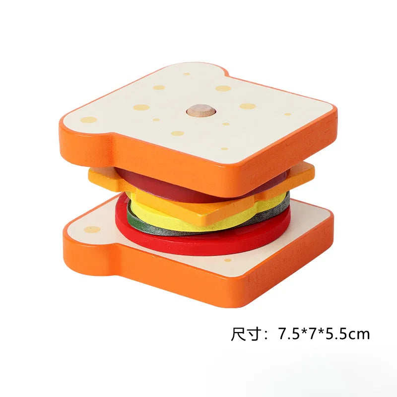 Wooden Burger Sandwich Stacking Toys