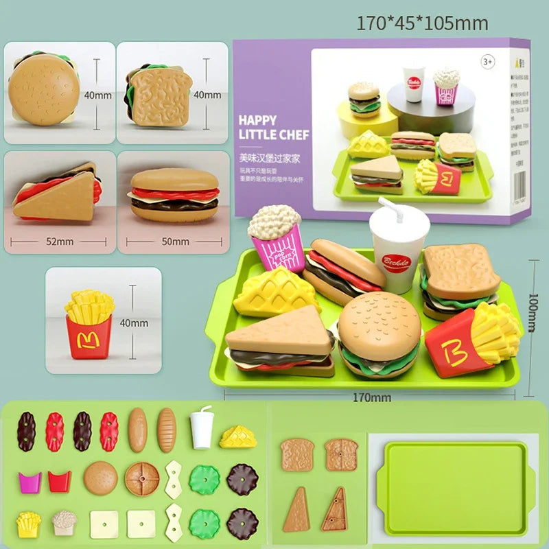 Children Hamburger Pretend Play Cooking Toys Set