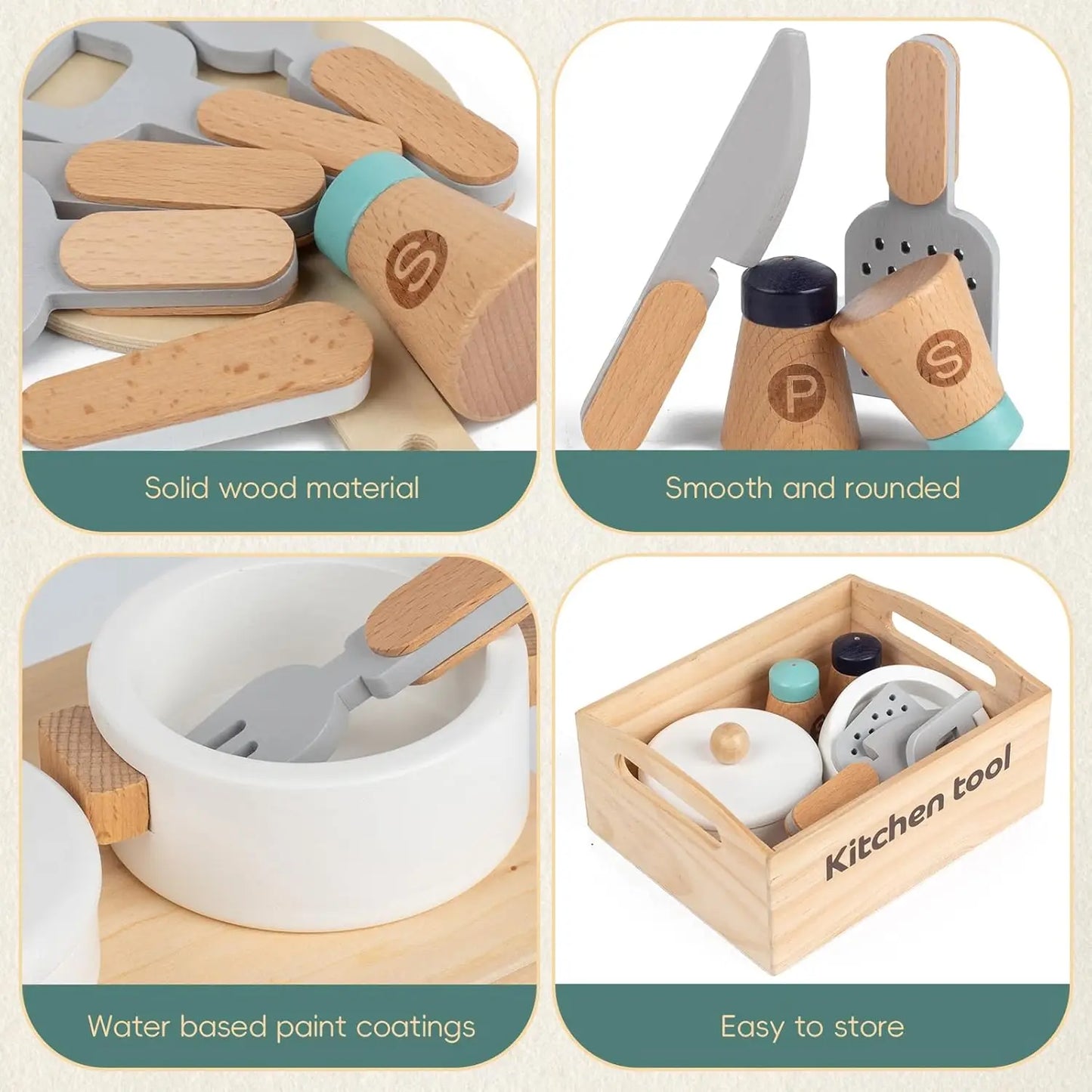 Wooden Pretend Play Kitchen Toys