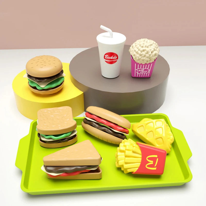 Children Hamburger Pretend Play Cooking Toys Set