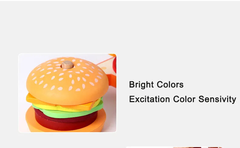 Wooden Burger Sandwich Stacking Toys
