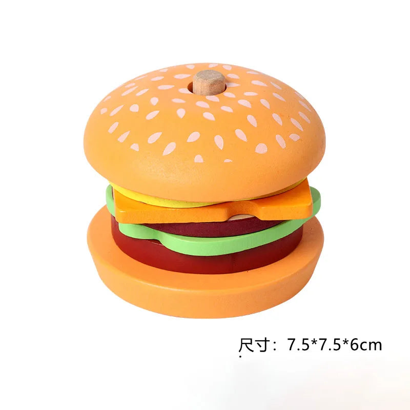 Wooden Burger Sandwich Stacking Toys