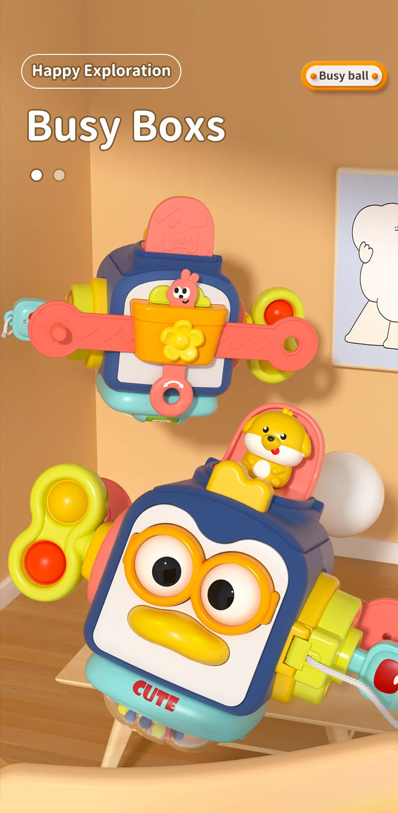 Baby Busy Board Cube Montessori Sensory Toy