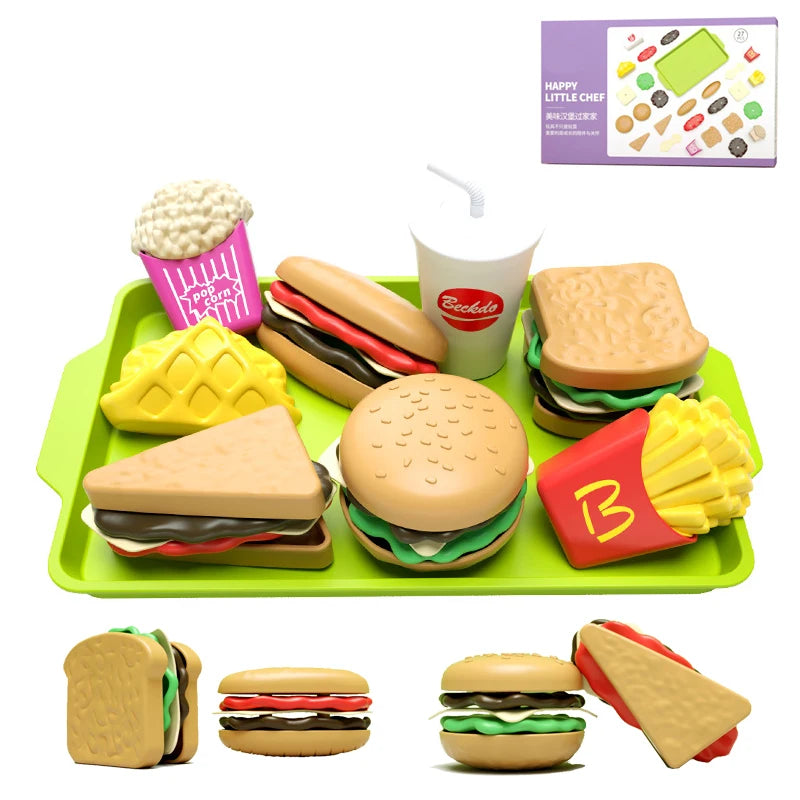 Children Hamburger Pretend Play Cooking Toys Set